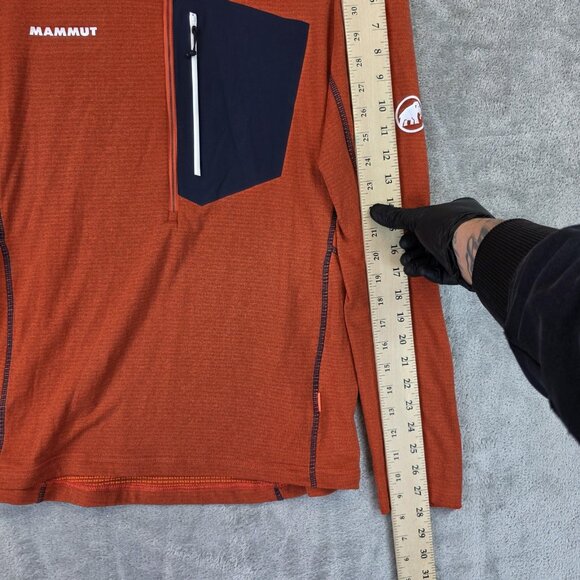 Mammut Pullover Mens Medium Orange Half Zip Chest Pocket Athletic Hiking Outdoor - Picture 5 of 12